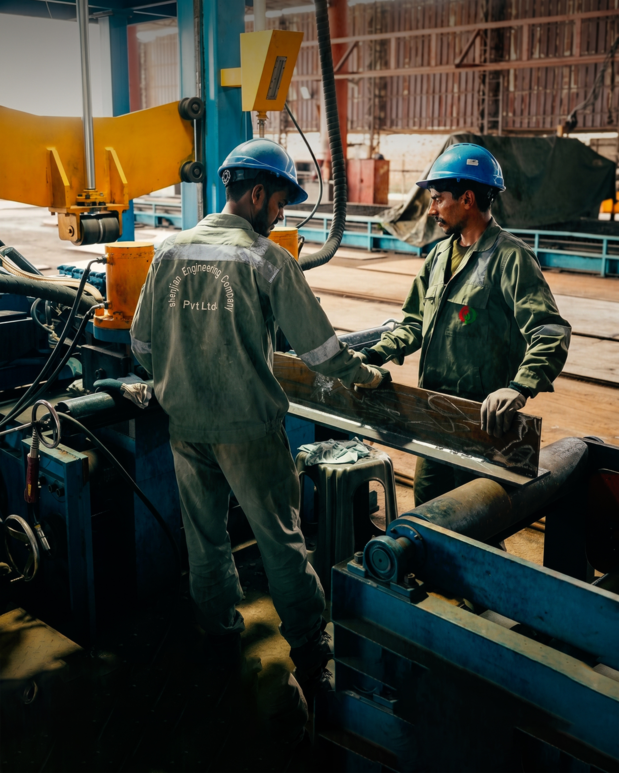 Steel structure construction site